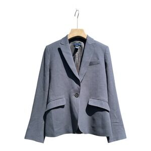 J Crew 100% Wool Twill Navy Blue Single Button Blazer Fitted Sz 2P Quiet‎ Luxury